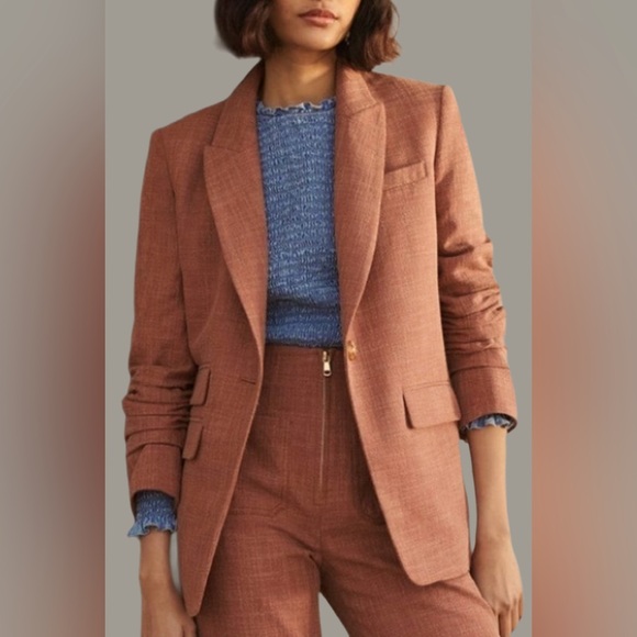 Veronica Beard Jackets & Blazers - Veronica Beard Rust Herringbone Martel Dickey Blazer Jacket Size 14
